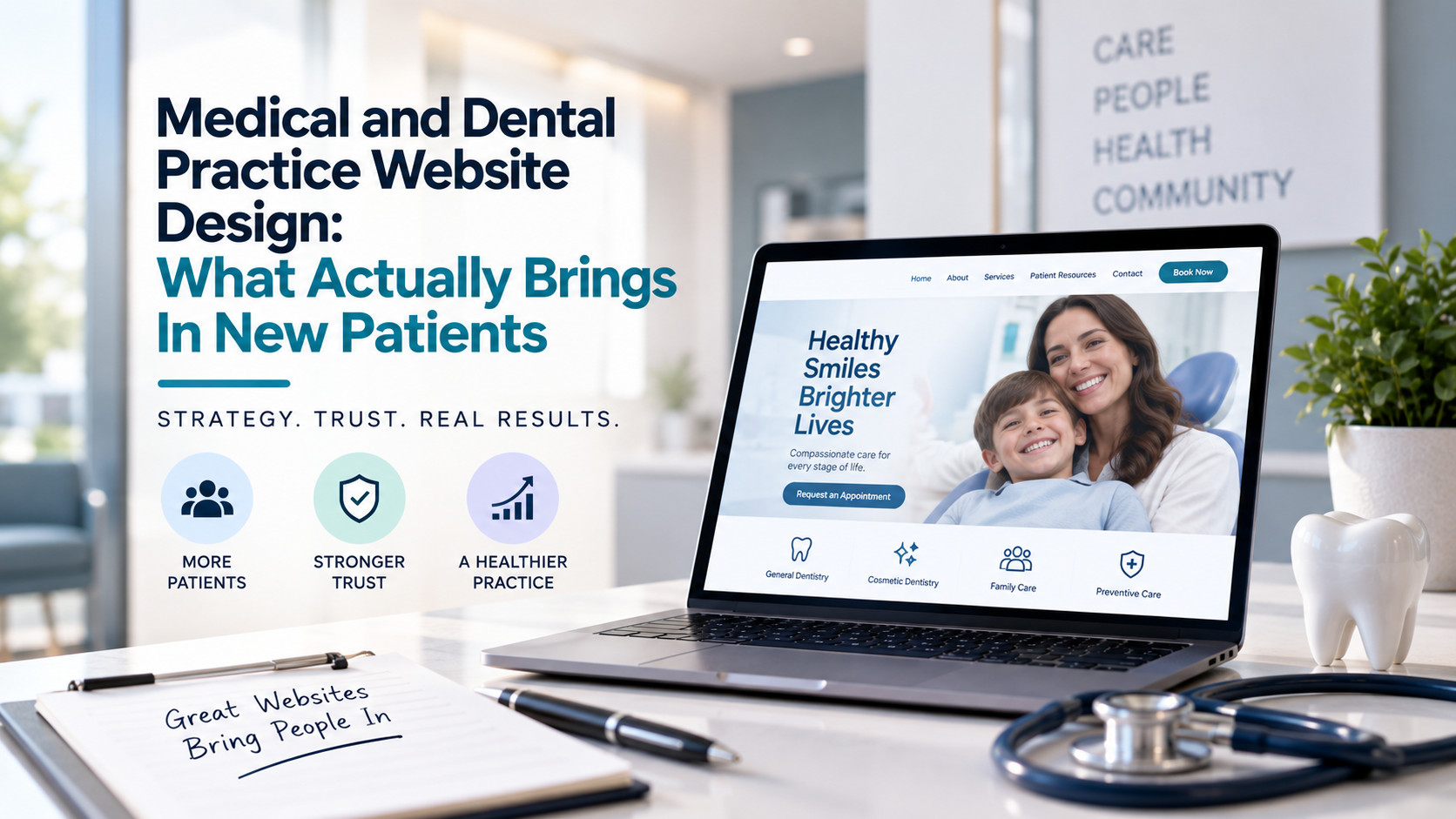 Medical Practice Website Design: What Actually Brings In New Patients - Blog Cover Image.